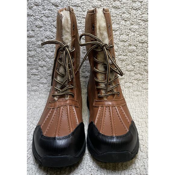 Cloud Nine Chestnut Brown Sheepskin Tundra Boots Womens 8 NIB NEW Box Lace UP - Picture 5 of 16